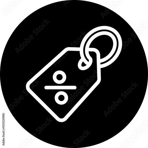 Discount Tag Vector Line White Circle Black Icon Design