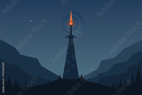 vector illustration of a church in the night