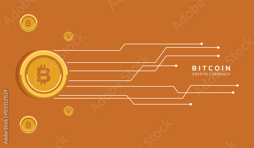 Digital cryptocurrency background concept with bitcoin icon