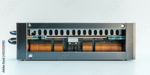 3D render of power supply unit part on white background