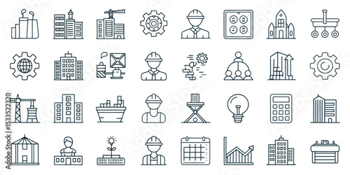 Monochrome B2B line icon set – business-to-business concepts on transparent background

