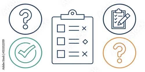 Social Policy Line Icon Set — Public Welfare and Community Support

