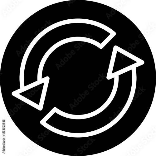 Sync Vector Line White Circle Black Icon Design