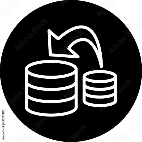 Database Transfer Vector Line White Circle Black Icon Design