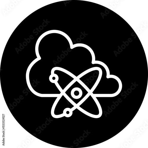 Quantum Computing Vector Line White Circle Black Icon Design