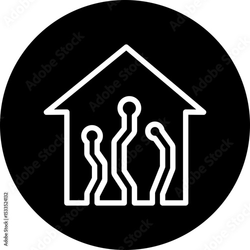 Digital Upgrade Vector Line White Circle Black Icon Design