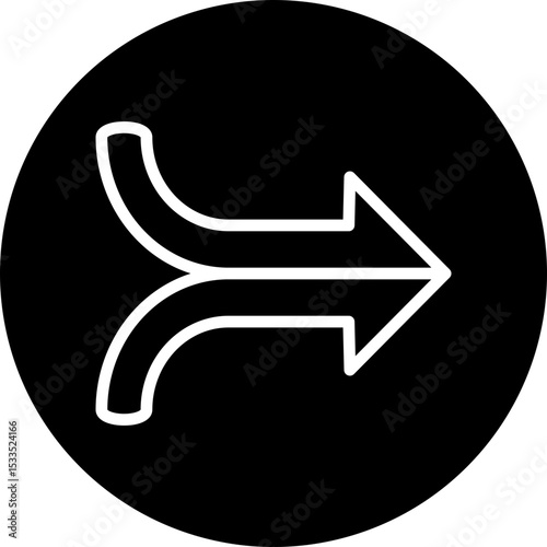 Merge Arrows Vector Line White Circle Black Icon Design