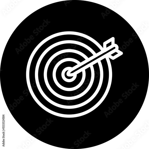 Bullseye Hit Vector Line White Circle Black Icon Design