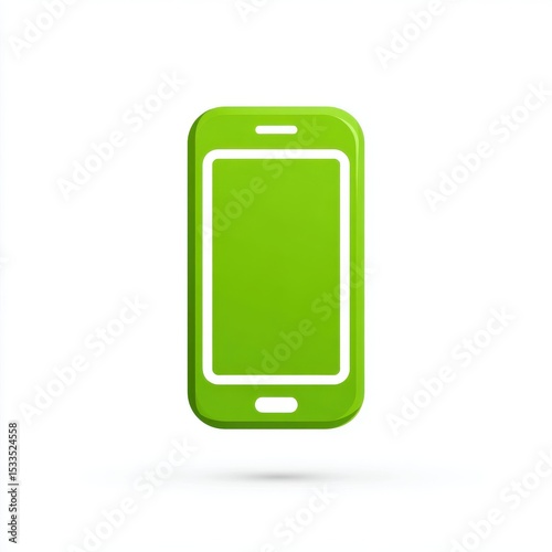 Bright Green Smartphone Icon on White Background