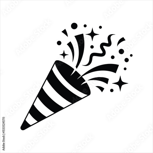 Party popper icon on white background. Vector illustration. Eps 10.