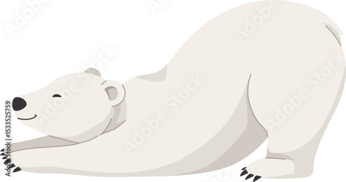 Cute Cartoon Polar Bear Stretching

