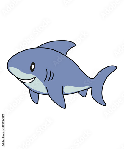 Smiling Cartoon Shark Drawing