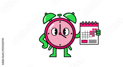 Time Management Concept - Cartoon Clock Character