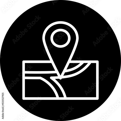 Land Plot Vector Line White Circle Black Icon Design