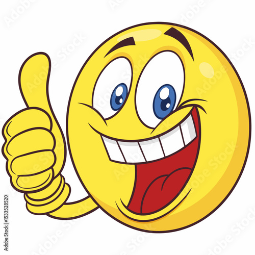 Happy yellow cartoon face with a fun smile emoticon icon