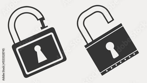 Vector lock and key icons symbolize digital security and safe access, perfect for web protection and password design