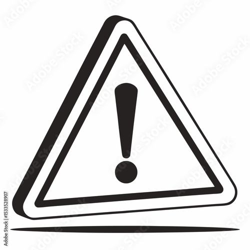 A triangular road sign with a red border and an black exclamation mark warns of upcoming danger and requires immediate attention