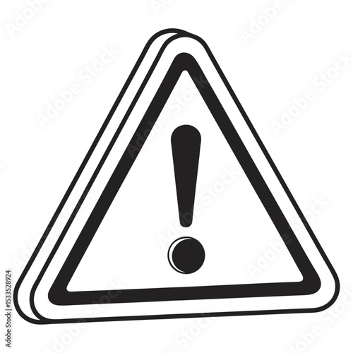 A triangular road sign features a red border and an exclamation mark, warning of danger and requiring caution and attention