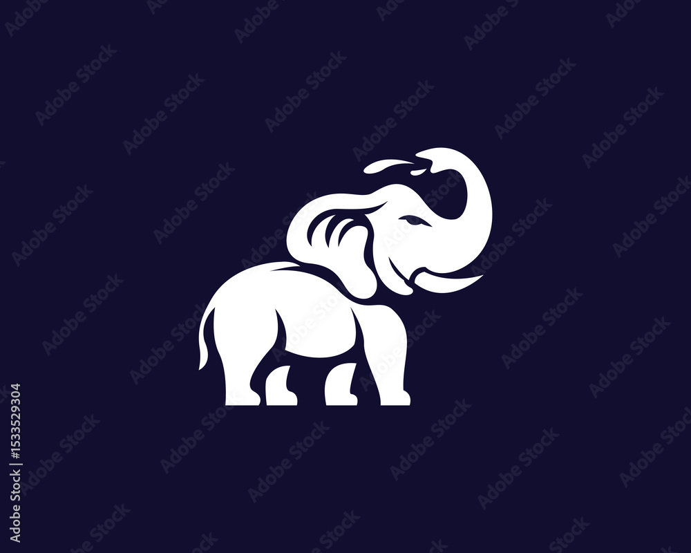 Obraz premium stand elephant playing water spray with trunk logo design template illustration inspiration