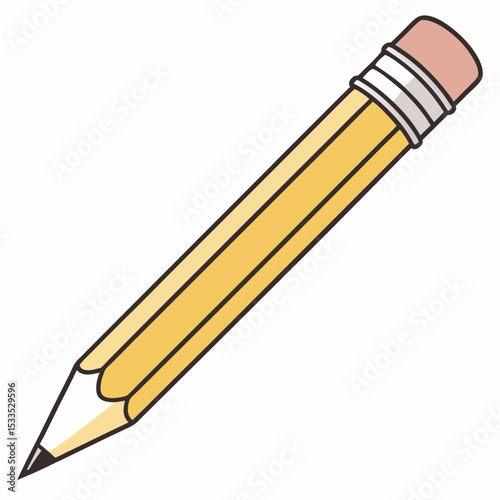 Isolated wooden pencil with eraser, sharp and ready to write or draw on a clean white background, perfect for school or office stationery designs