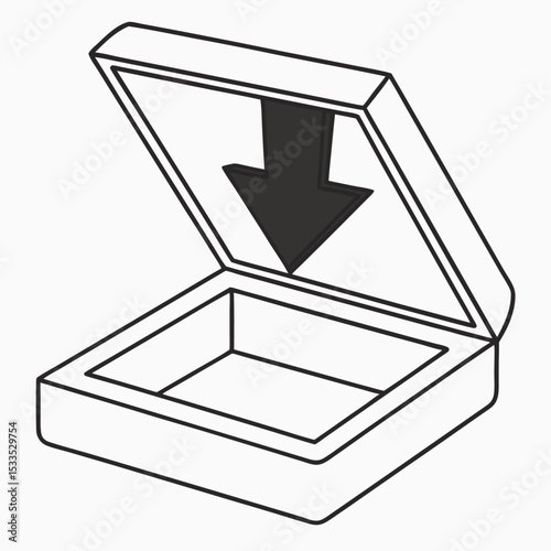 Vector illustration of a ballot box icon with an open cardboard package design