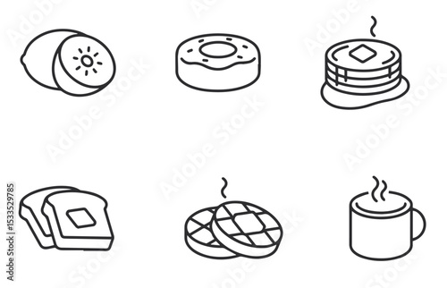 breakfast icons vector. editable
