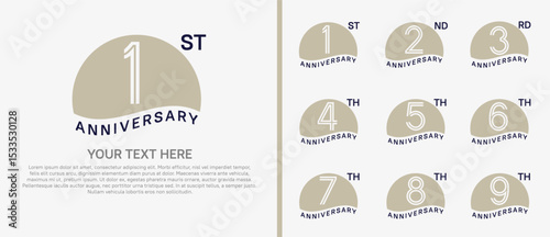logo anniversary set. brown color with half circle on white background for special event