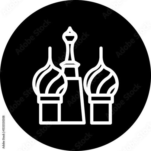 Kremlin Vector Line White Circle Black Icon Design