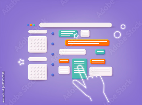 "Interactive Website Interface with Hand Cursor for Digital Marketing"