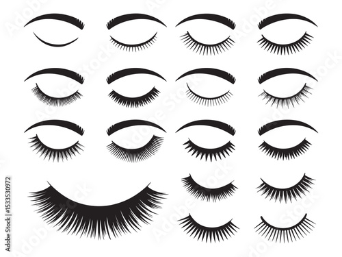 Eyelash all styles black vector collection for beauty makeup salon and cosmetic design