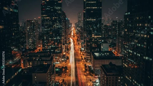 Wallpaper Mural Cityscape at Night: Urban Light Trails and Architecture Torontodigital.ca