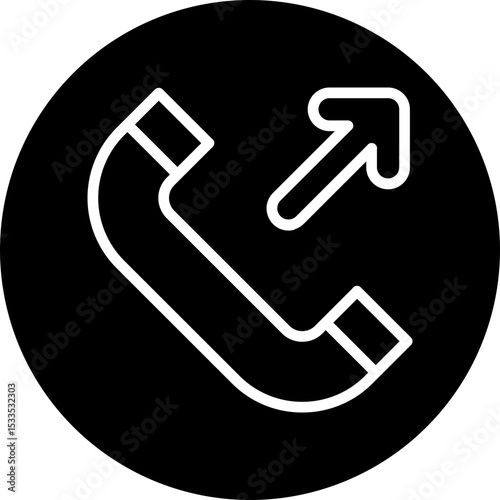 Call Outcoming Vector Line White Circle Black Icon Design