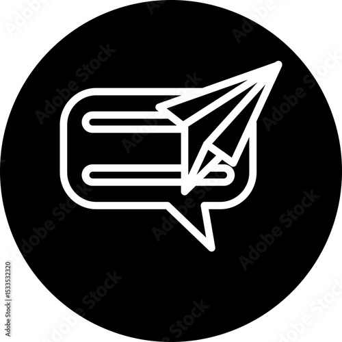 Direct Message Vector Line White Circle Black Icon Design