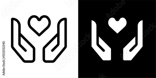 Cupped Hands with Heart Icon: Charity, Care & Love