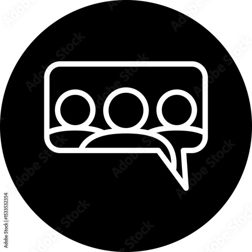 Group Chat Vector Line White Circle Black Icon Design