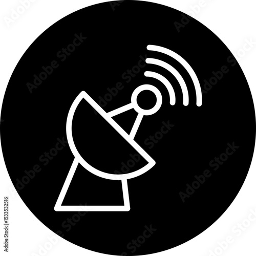 Satellite Dish Vector Line White Circle Black Icon Design