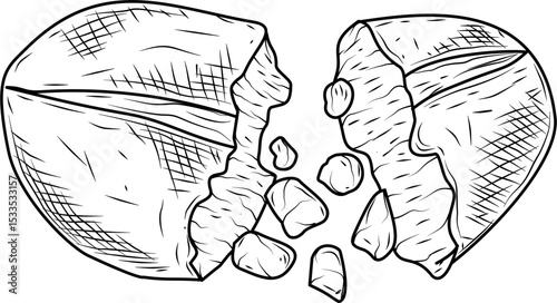 Cracked coffee beans hand drawn ink sketch vector