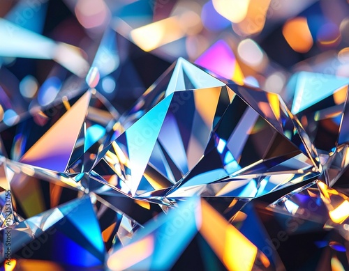 Faceted Crystal with Colorful Reflections