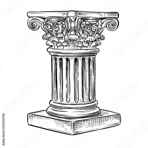 ancient pedestal illustration greek roman column plinth vector line art hand drawn