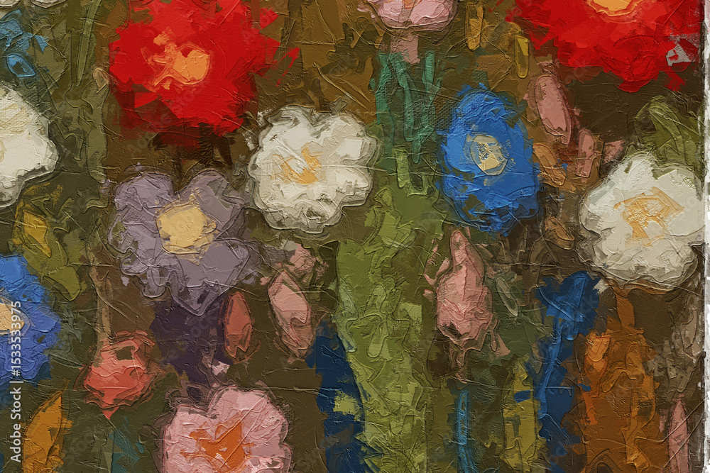 Fototapeta premium Various oil paintings, flowers, roses, peonies, butterflies, landscapes, ducks, forests, ducks
