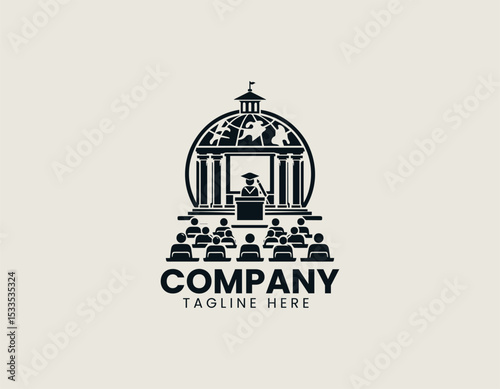 Engaging Education Lecture Dynamic Learning Academic Knowledge Vector Logo Design