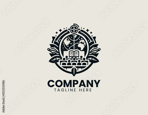 Engaging Education Lecture Dynamic Learning Academic Knowledge Vector Logo Design