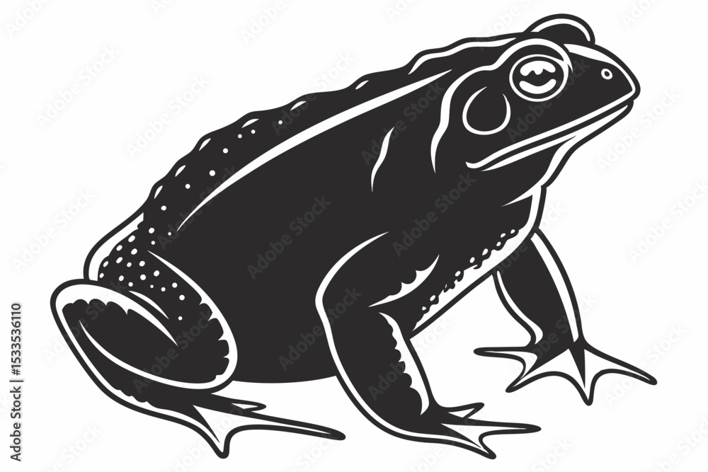 Naklejka premium american toad sihouette black vector
