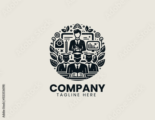 Engaging Education Lecture Dynamic Learning Academic Knowledge Vector Logo Design