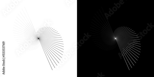 Dynamic abstract spiral sound wave rhythm lines. Circular spiral sound wave rhythm of lines. Circular futuristic abstract lines, black and white background.