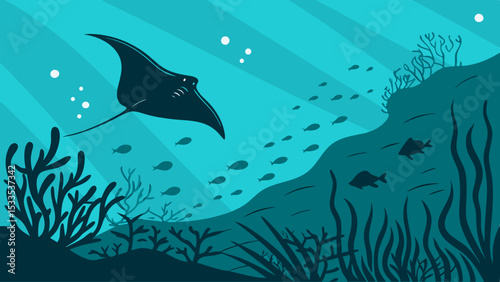Underwater Manta Ray in Coral Reef: Stunning Marine Life Photography & Conservation Guide