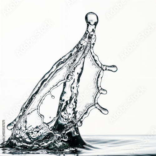 Elegant Water Splash Upwards on White