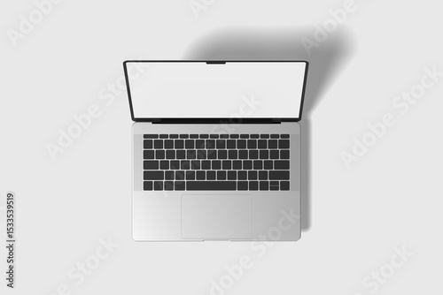 Blank Laptop Mockup Top View Angle 