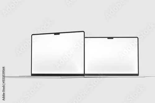 Realistic two laptop mockup blank	
