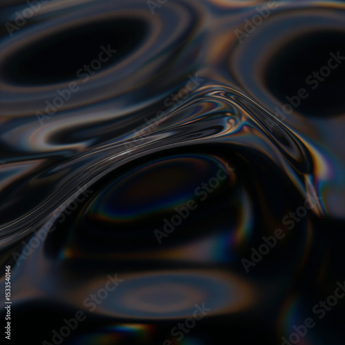 Dark Abstract Iridescent Liquid Surface
